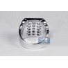 Mens Diamond Rectangle Solitaire Ring 18K White Gold 1.05 ct