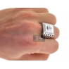 Mens Diamond Rectangle Solitaire Ring 18K White Gold 1.05 ct