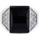 18K White Gold 0.90 ct Diamond Onyx Mens Ring