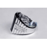 Mens Diamond Onyx Rectangle Step Ring 18K White Gold 0.53 ct