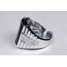 Mens Diamond Onyx Rectangle Step Ring 18K White Gold 0.53 ct