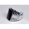 Mens Diamond Onyx Rectangle Step Ring 18K White Gold 0.53 ct