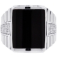 18K White Gold 0.53 ct Diamond Onyx Mens Step Ring