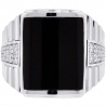 18K White Gold 0.53 ct Diamond Onyx Mens Step Ring