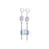 Womens Diamond Mesh Dangle Earrings 18K White Gold 0.90 ct 4"
