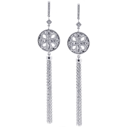 18K White Gold 0.90 ct Diamond Womens Dangle Earrings