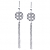 Womens Diamond Mesh Dangle Earrings 18K White Gold 0.90 ct 4"