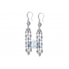 Womens Diamond Chandelier Drop Earrings 14K White Gold 5.36 ct
