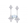 Womens Diamond Dangle Kite Earrings 18K White Gold 5.89 ct 3"