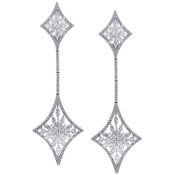 18K White Gold 5.89 ct Diamond Womens Dangle Kite Earrings