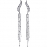 Womens Diamond Long Dangle Earrings 14K White Gold 2.65 ct 5 Inch