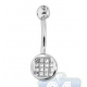 14K White Gold 0.50 ct Princess Cut Diamond Womens Belly Ring
