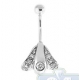 14K White Gold 0.20 ct Diamond Wings Womens Belly Ring