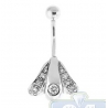 14K White Gold 0.20 ct Diamond Wings Womens Belly Ring
