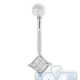 14K White Gold 0.30 ct Princess Diamond Womens Belly Ring