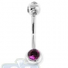 14K White Gold 0.75 ct Red Ruby Solitaire Diamond Womens Belly Ring