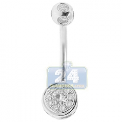 14K White Gold 0.50 ct Diamond Illusion Womens Belly Ring