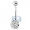 14K White Gold 0.50 ct Round Cut Diamond Illusion Womens Belly Ring
