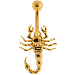 14K Yellow Gold Scorpion Womens Belly Navel Ring