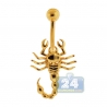 14K Yellow Gold Scorpion Womens Belly Navel Ring
