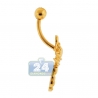 14K Yellow Gold Scorpion Womens Belly Navel Ring