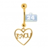 14K Yellow Gold I Love You Heart Womens Belly Ring