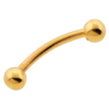14K Yellow Gold 16 Gauge Curved Eyebrow Ring
