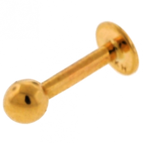 14K Yellow Gold 14 Gauge Ball Labret Stud
