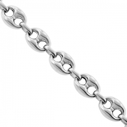 Sterling Silver Anchor Puff Link Mens Chain 5.5 mm