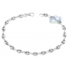 Sterling Silver Puff Mariner Anchor Womens Bracelet 5mm 7.5"