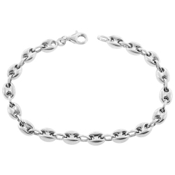 Sterling Silver Puff Mariner Anchor Mens Bracelet 6 mm 8 inches