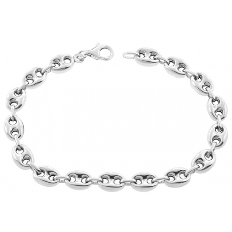 Sterling Silver Puffed Mariner Anchor Mens Bracelet 8mm 8.5"
