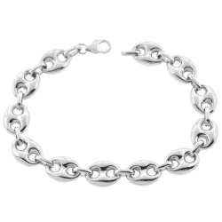 Sterling Silver Puff Anchor Mens Bracelet 11.5 mm 9 1/4 inches