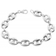 Sterling Silver Puffed Anchor Mens Bracelet 14 mm 9 1/4 inches