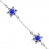 Sterling Silver Blue Star of David Womens Bracelet 9mm 7.25"