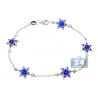 Sterling Silver Blue Star of David Womens Bracelet 9mm 7.25"