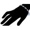 Sterling Silver Lucky Blue Hamsa Hand Womens Bracelet 8mm 7.5"