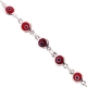 Sterling Silver Red Evil Eye Womens Bracelet 5 mm 7 1/2 inches