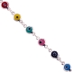 Sterling Silver Multicolored Evil Eye Womens Bracelet 7 1/2 inches