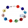 Sterling Silver Colored Evil Eye Womens Bracelet 10 mm 7.5 inches
