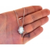 14K Gold Diamond White Opal Hamsa Womens Pendant Necklace