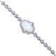 14K White Gold Diamond Opal Hamsa Hand Womens Bracelet