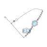 Womens Diamond Opal Hamsa Adjustable Bracelet 14K White Gold