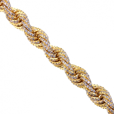 Mens Diamond Rope Chain Solid 14K Yellow Gold 26.50ct 8mm 28"