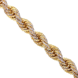 14K Yellow Gold 72.80 ct Diamond Mens Rope Chain 11 mm 30 Inches