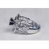 14K White Gold 2.97 ct Blue Sapphire Diamond Womens Ring