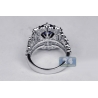 14K White Gold 2.97 ct Blue Sapphire Diamond Womens Ring
