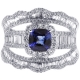 18K White Gold 2.86 ct Blue Sapphire Diamond Womens Ring