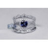 18K White Gold 2.86 ct Blue Sapphire Diamond Womens Ring