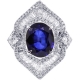 18K White Gold 5.77 ct Blue Sapphire Diamond Womens Ring